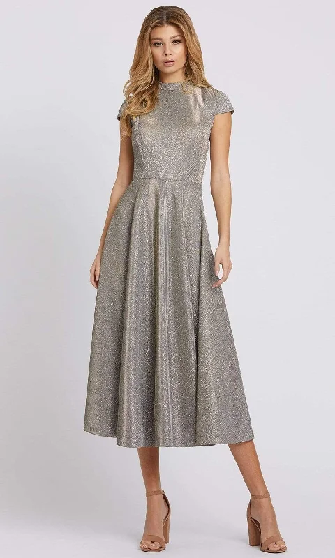 Steals and Deals Ieena Duggal - 26151 Tea Length Metallic Glitter A-Line Dress