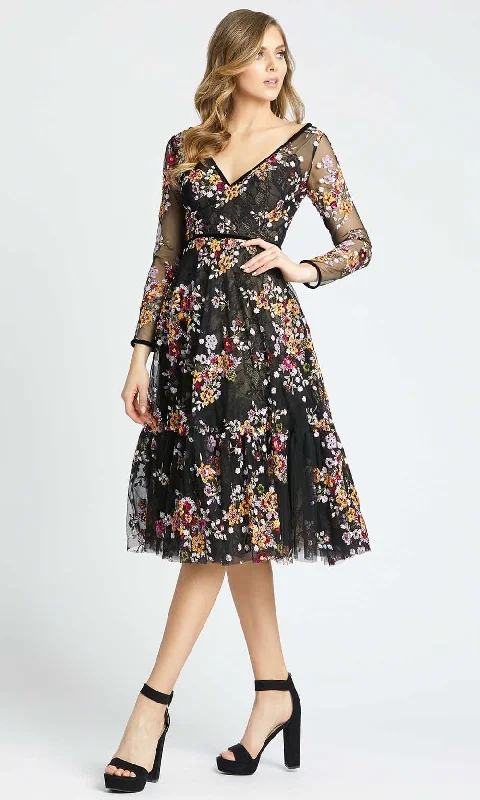 Clearance Sale Mac Duggal Evening - 67499D Multi-Color Floral Embroidery A-Line Dress