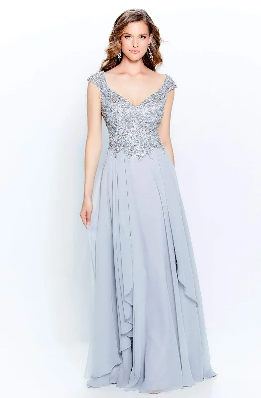 Closeout Montage by Mon Cheri - 120914 Beaded V-Neck A-Line Dress