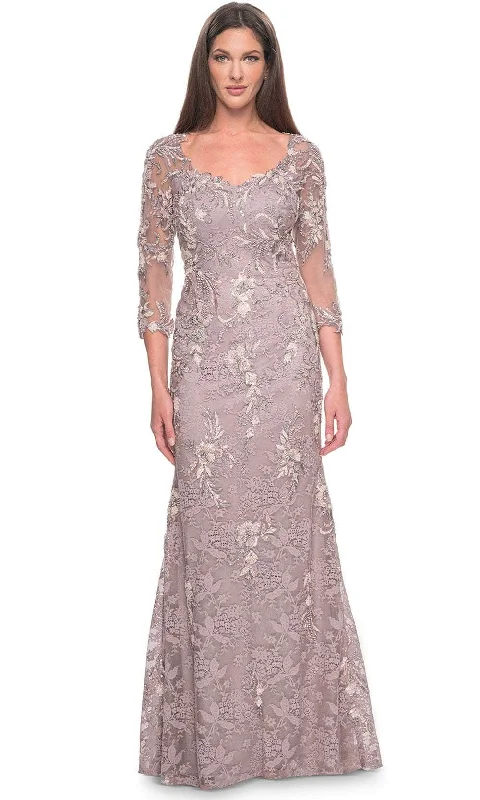 Special Discount La Femme 31796 - Beaded Quarter Sleeve Evening Dress