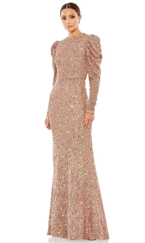 Price Drop Alert Ieena Duggal 26692 - Long Puffed Sleeves High Neck Long Gown