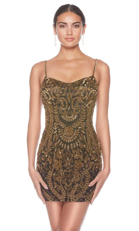 Discount Days Alyce Paris 84010 - Beaded Lace-Up Back Cocktail Dress