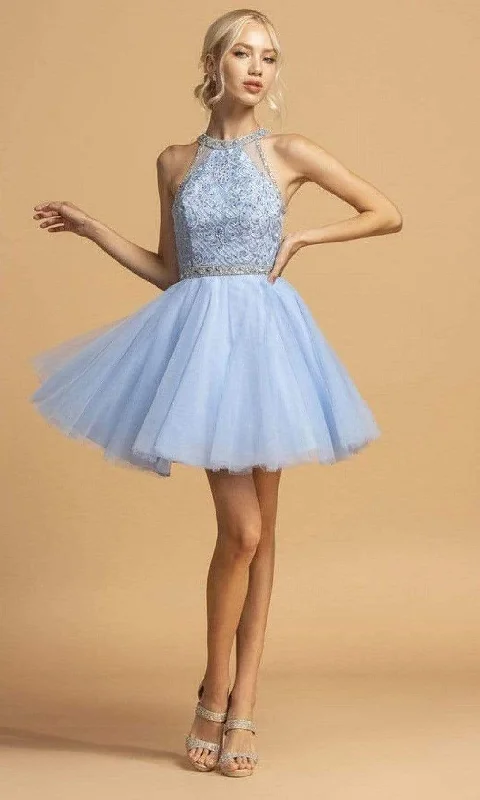 Special Price Aspeed Design - S2095 Beaded Halter Tulle Dress