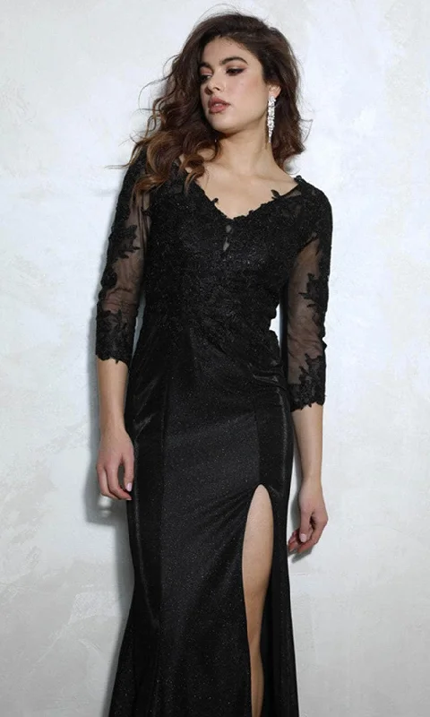 Fantastic Offers Eureka Fashion 9970 - Embroidered Quarter Sleeve Formal Gown