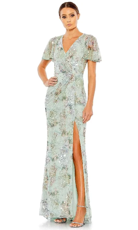 Weekend Special Mac Duggal 93749 - Floral Print V-Neck Evening Gown