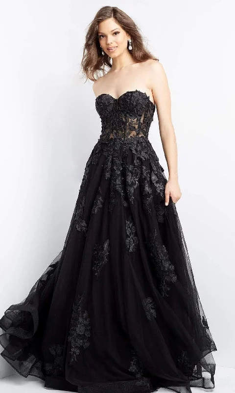 Seasonal Clearance Jovani - 07901 Strapless Lace Ornate A-Line Gown