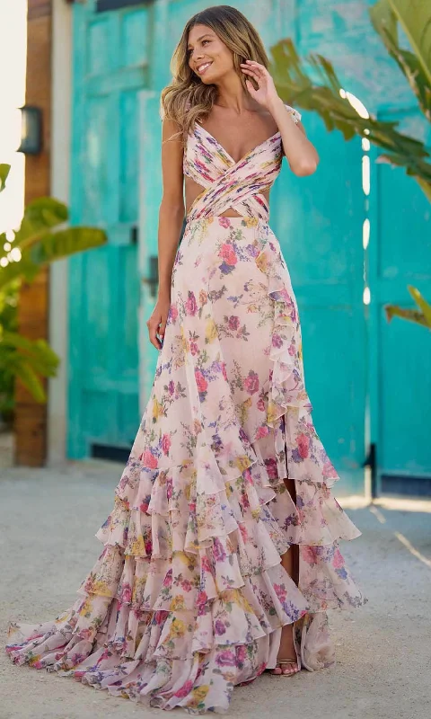 Warehouse Sale Sherri Hill 56084 - Cut Bodice Floral Gown