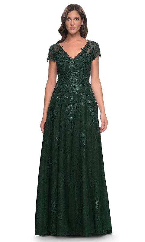 Super Bargain La Femme 30168 - V-Neck A-Line Formal Dress