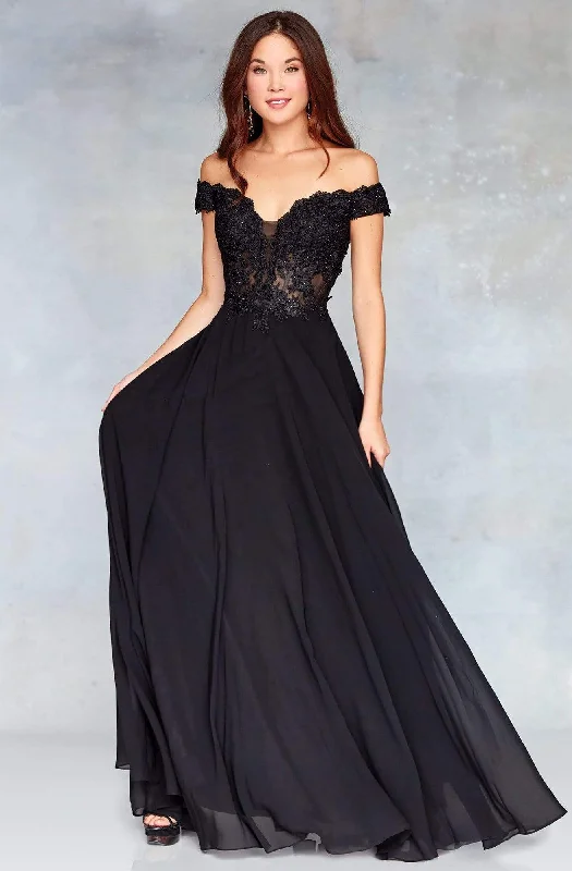 Special Discount Clarisse - 3774 Lace Appliqued Corset Lace-Up Back Chiffon Prom Gown