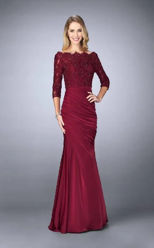 Huge Discounts La Femme - 24926 Off-Shoulder Ruched Mermaid Gown