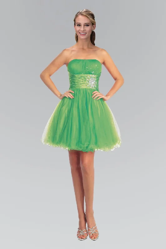 Factory Direct Sale Elizabeth K - GS1050 Jeweled Straight Neck Tulle A-line Dress