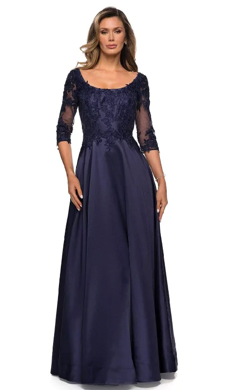 Super Sale La Femme - 27988 Floral Appliqued Illusion Bodice Dress