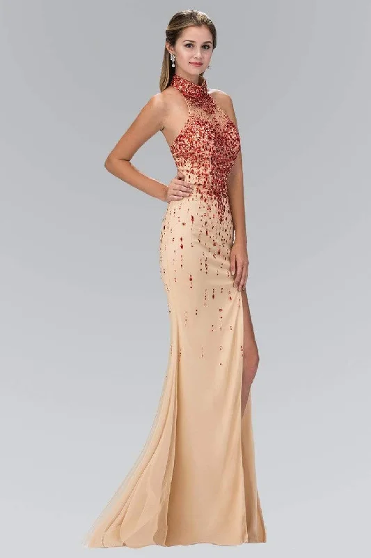 Final Sale Elizabeth K - GL2147 Jeweled High Neck Trumpet Gown