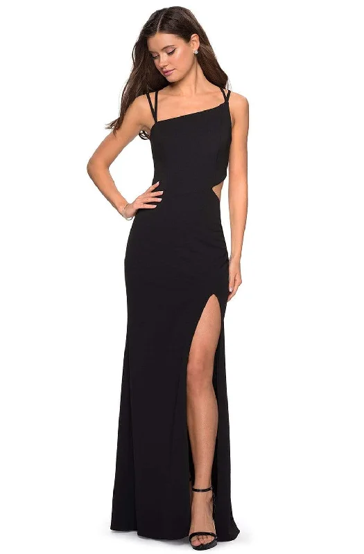 Sale Event La Femme - 27126 Asymmetrical Neckline Strappy Jersey Evening Dress