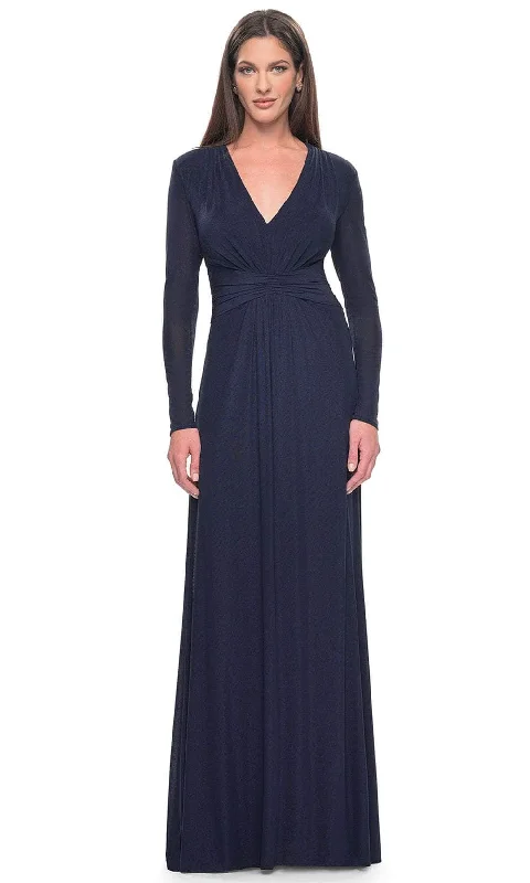 Holiday Sale La Femme 30048 - Ruched Waist Jersey Evening Dress