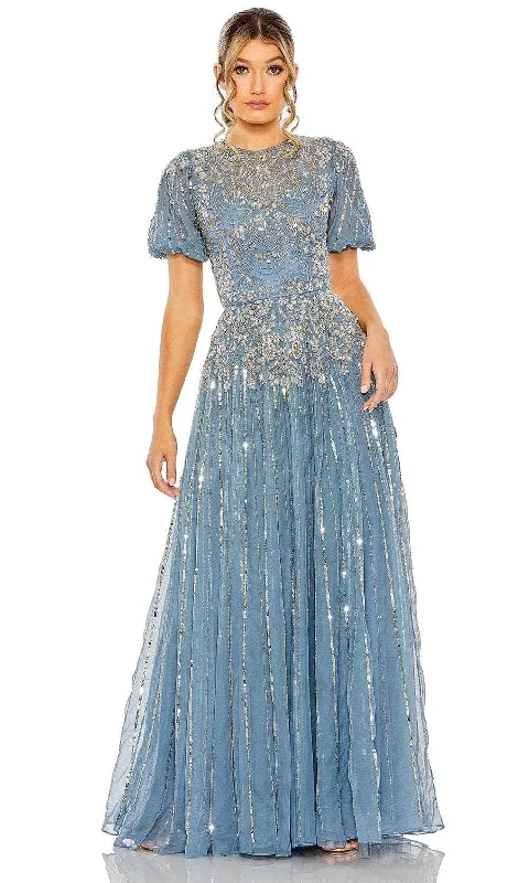 Instant Discount Mac Duggal 5991 - Puff Sleeve Ornate Evening Gown