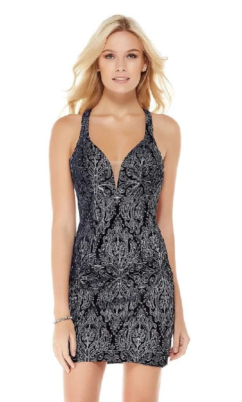 Customer Appreciation Sale Alyce Paris - 4041 Velvet Deep V-neck Sheath Cocktail Dress - 1 pc Navy/Silver In Size 00 Available Customer Appreciation Sale Alyce Paris - 4041 Velvet Deep V-neck Sheath Cocktail Dress - 1 pc Navy/Silver In Size 00 Available