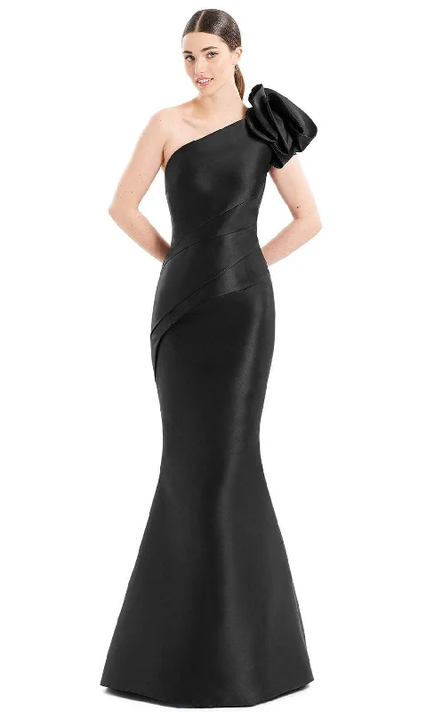 Quick Sale Alexander by Daymor 1673 - Asymmetric Pleated Peplum Evening Gown