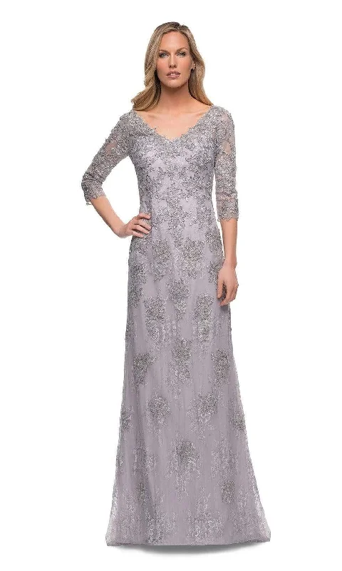 Deal of the Day La Femme - 29379 Quarter Sleeve Lace Formal Dress