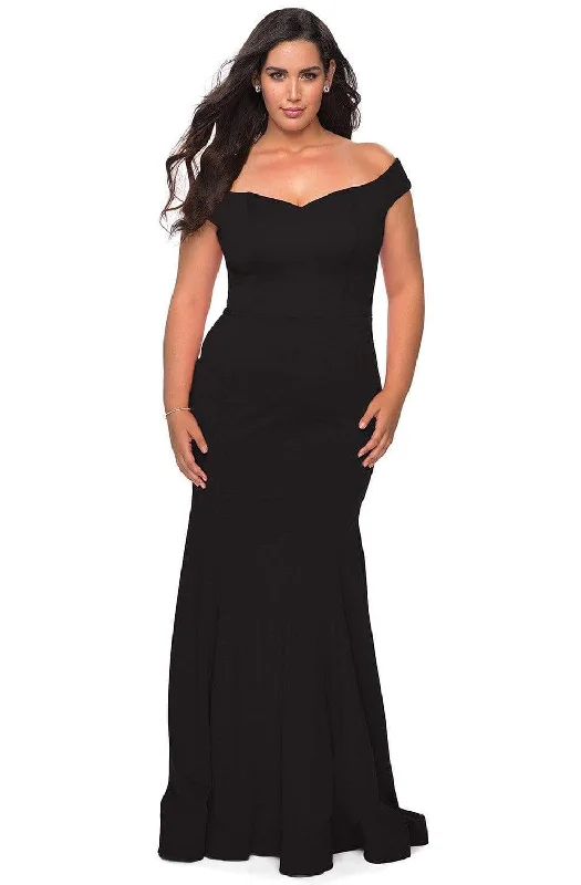 Instant Discount La Femme - 28963 Off-Shoulder Jersey Simple Prom Dress