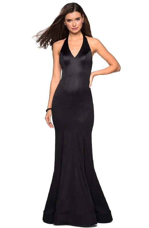 Buy Now La Femme - 27653 Plunging Halter Fitted Trumpet Evening Gown