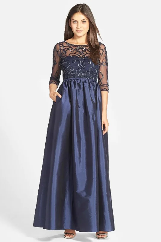 Act Now Adrianna Papell - 91912620 Quarter Sleeve Illusion Taffeta Gown - 1 pc Navy in size 10 Available Act Now Adrianna Papell - 91912620 Quarter Sleeve Illusion Taffeta Gown - 1 pc Navy in size 10 Available