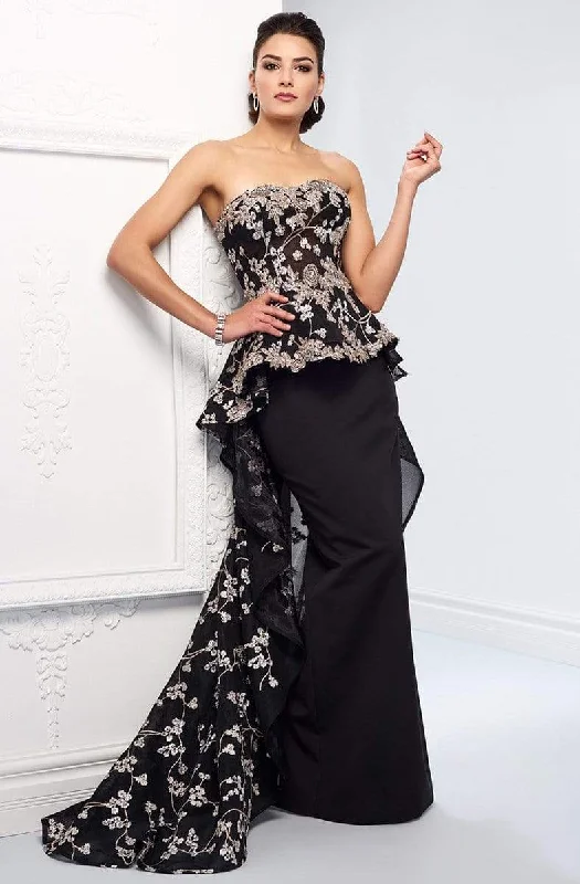 Huge Discounts Ivonne D for Mon Cheri - 218D32 Embraided Lace Peplum Dress With Train