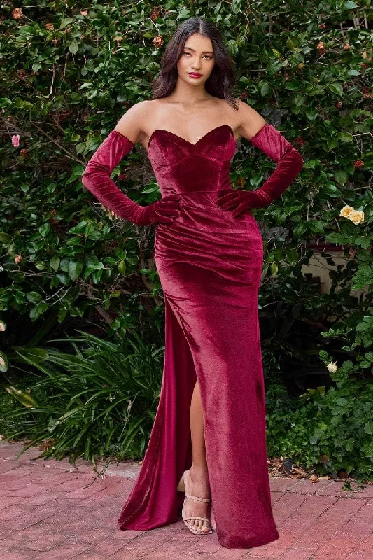 Markdowns Ladivine CH176 - Velvet Strapless Evening Gown