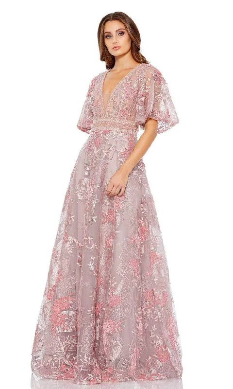 Huge Discounts Mac Duggal - 20262 Plunging Neck Flutter Embellished Gown