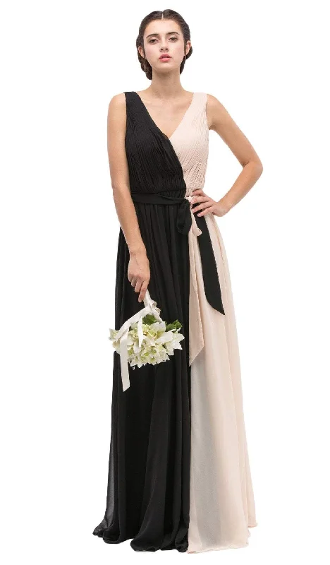 Reduced Prices Eureka Fashion - V-neck Chiffon Pleated A-line Dress