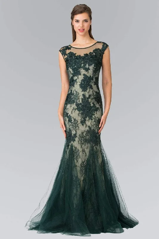 Amazing Deals Elizabeth K - GL2276 Sleeveless Illusion Tulle Trumpet Gown