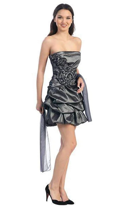 Great Deals Eureka Fashion - 2261 Rosette Accented Strapless Bubble Dress