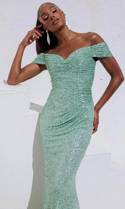 Great Deals Eureka Fashion EK105 - Ruched Bodice Off Shoulder Prom Gown