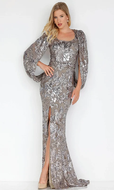 Deal of the Day Terani Couture 231M0356 - Modified Sleeve Floral Sequined Gown