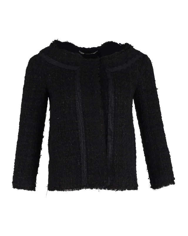 Blowout Deals Alberta Ferretti Tweed Jacket in Black Wool