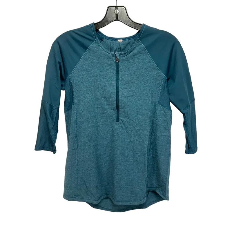 Year-End Sale Clip-In Long Sleeve 1/2 Zip Top By Lululemon In Heathered Alberta Lake, Size: M Year-End Sale Clip-In Long Sleeve 1/2 Zip Top By Lululemon In Heathered Alberta Lake, Size: M