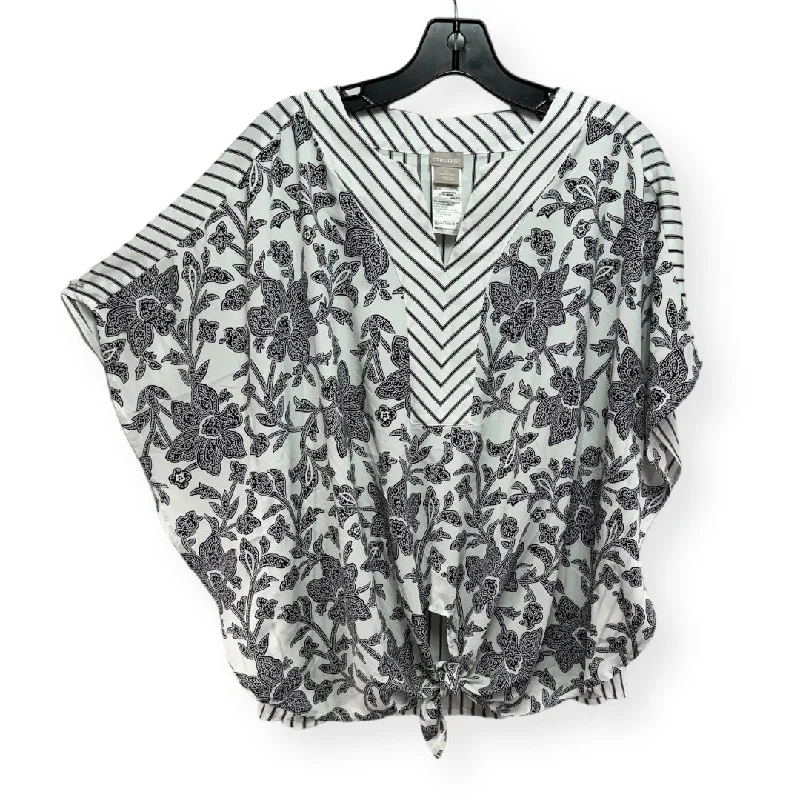 Shop and Save Black & White Top Short Sleeve Chicos, Size S