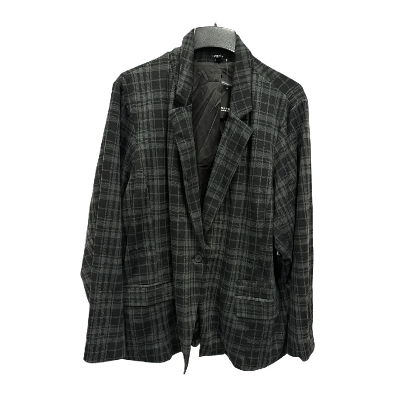 Exclusive Preview Blazer By Torrid In Black & Grey, Size: 4x