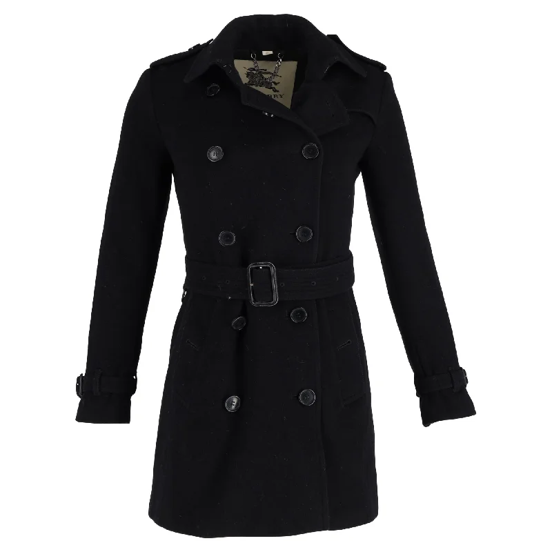 TIME-Limited Offer Burberry Double-Breasted Kensington Coat in Black Wool