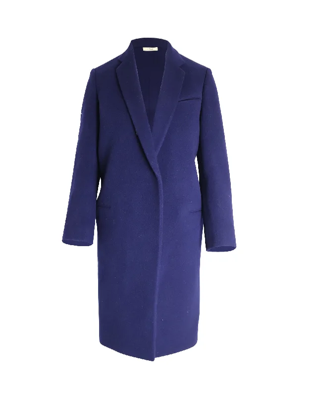 Celine Open-Front Coat in Blue Wool