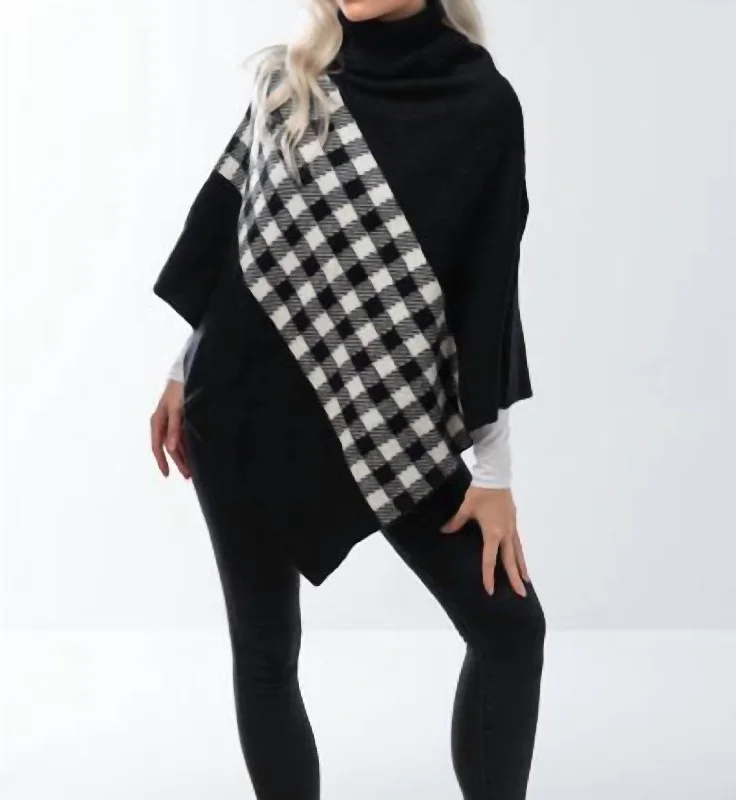 Online Exclusive Checked Plaid Cape In Black/white