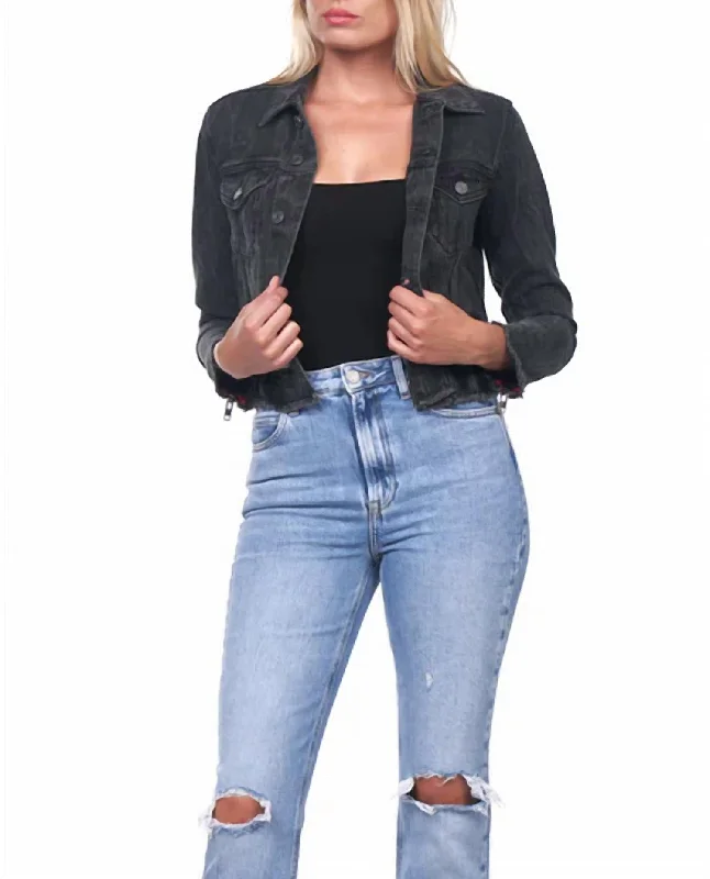 New Deals Denim Crop Jacket In Black