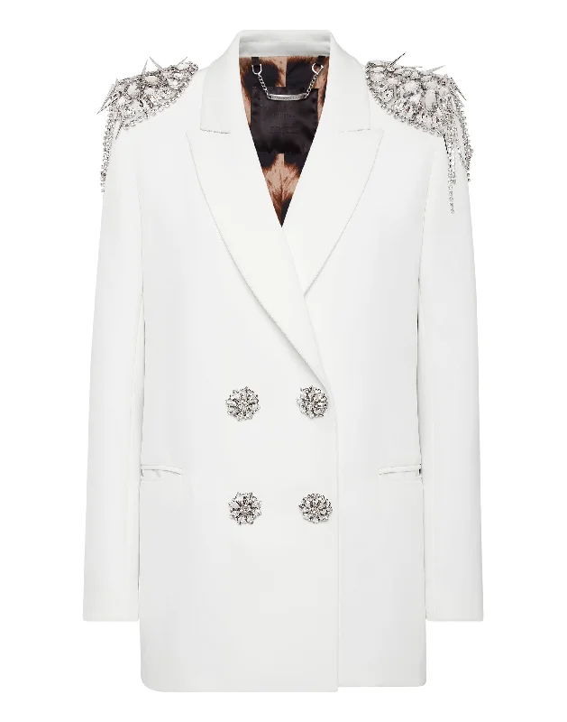 Take Advantage Double-Breasted Blazer with Crystals