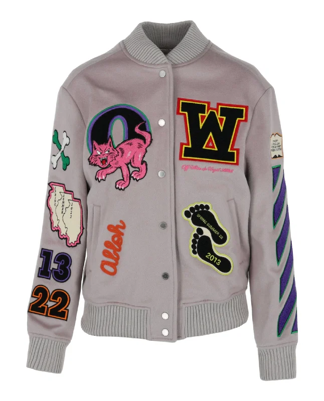 Early Bird Discount Embroidered Patches Varsity Bomber Jacket