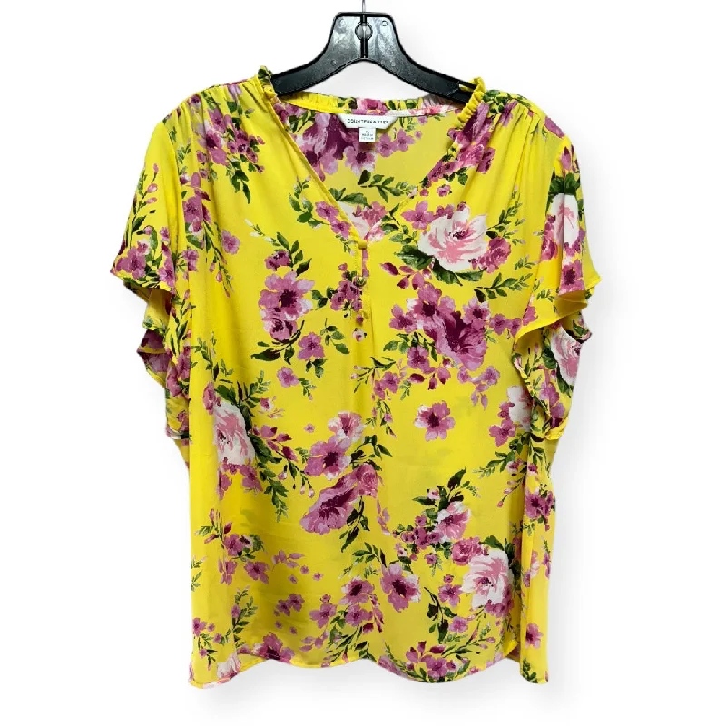 Price Reduction Floral Print Top Short Sleeve Counterparts, Size Xl