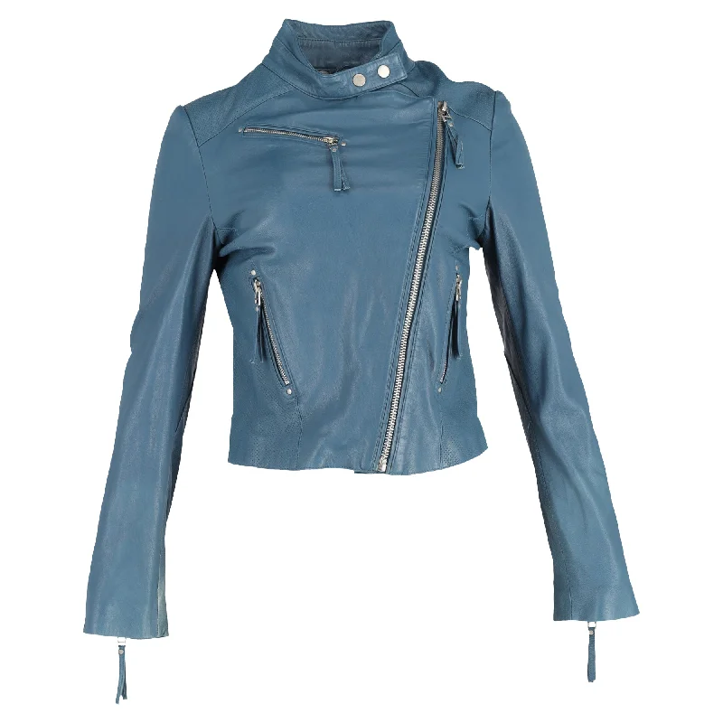 Unmissable Offer Iro Biker Jacket in Light Blue Leather
