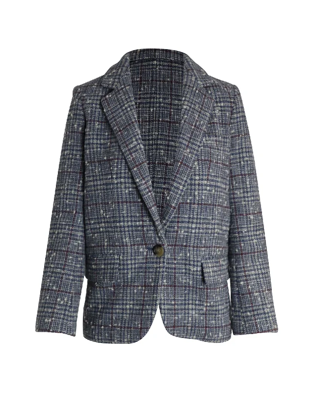 Isabel Marant Étoile Kice Checked Bouclé Blazer In Light Blue Wool