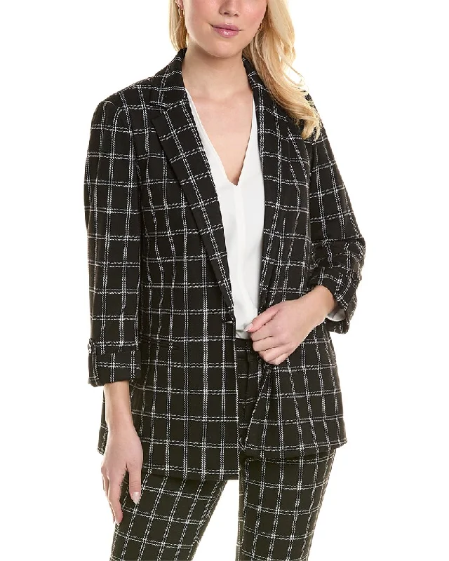 Jones New York Ponte Plaid One-Button Blazer