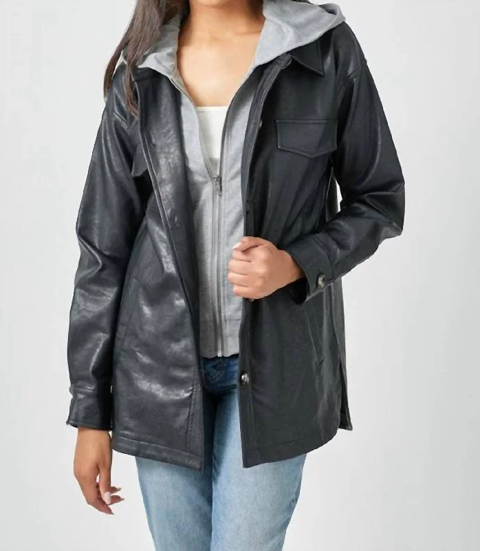 New Markdowns Kailey Twofer Hooded Leather Jacket In Black