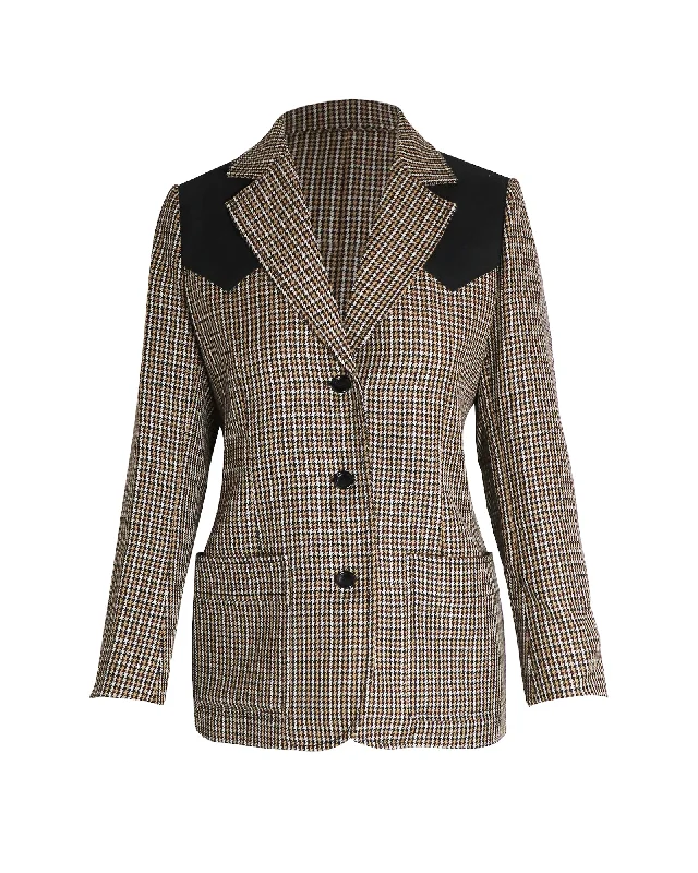 Louis Vuitton 2014 Houndstooth Print Blazer in Brown Wool